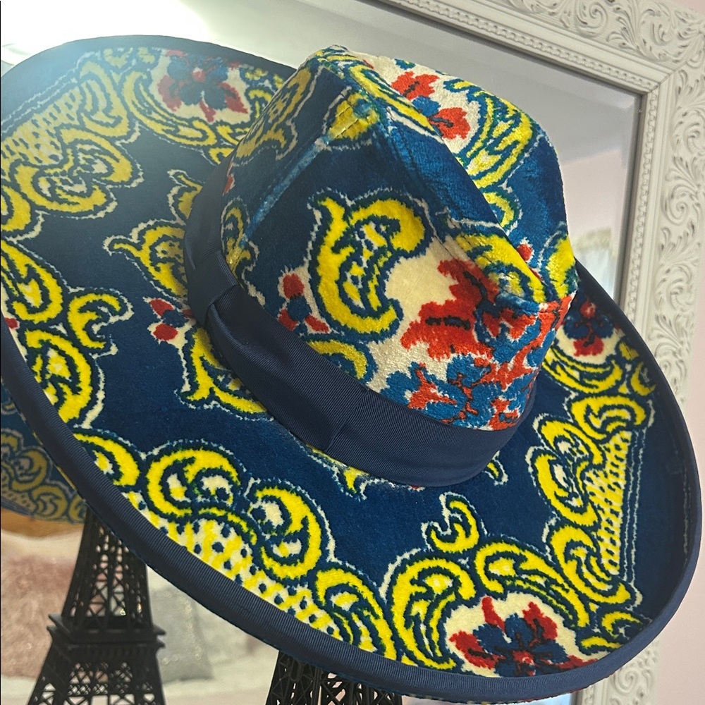 Gucci Blue and Yellow Patterned Hat